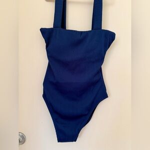 House of Harlow 1960 Navy Ribbed One-Piece Swimsuit
